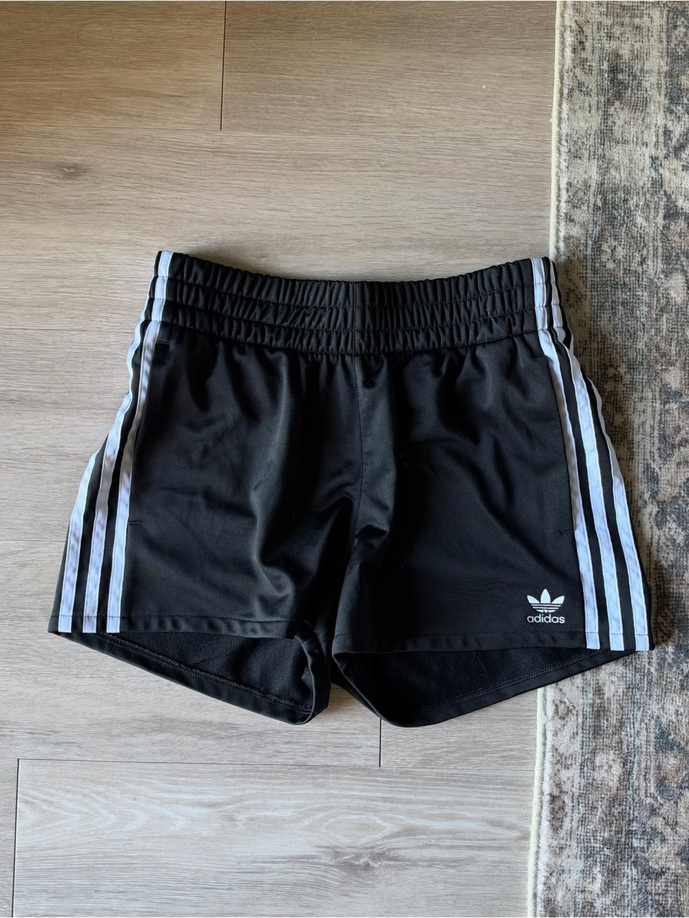 adidas Black Women’s Athletic Shorts with White Three Stripes
